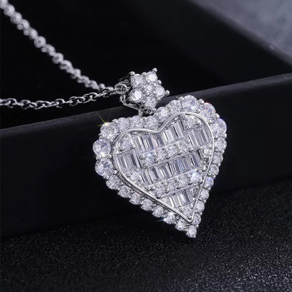 NEW 925 STERLING SILVER DIAMOND PENDANT NECKLACE - Picture 2 of 9